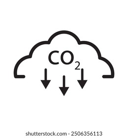 CO2 Environment Pollution Gas icon. co2 emissions icon. co2 gas reduction line icon.