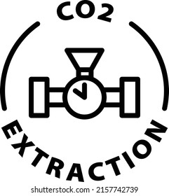 Co2 Extraction Cbd Black Outline Badge Icon Label Isolated Vector On Transparent Background	