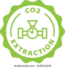 Co2 Extraction Green Stamp Outline Badge Icon Label Isolated Vector On Transparent Background