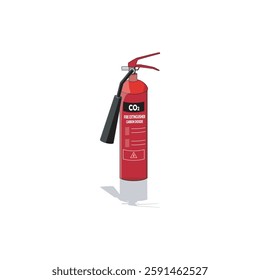 CO2 fire extinguisher for electrical and liquid fires, portable safety equipment, emergency firefighting, carbon dioxide suppression, fire protection, non-conductive, high-pressure cylinder.