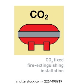 Incendios fijos de CO2 - instalación de extinción - Señales internacionales de control de incendios y seguridad - Co2, extinción de incendios, instalación, control de incendios, cilindros de almacenamiento de carbono.