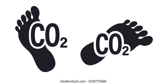 CO2 Foot Symbol Ecological Footprint Vector Illustration