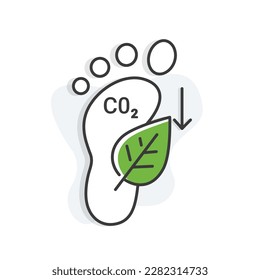 CO2 footprint reduction icon. Sustainability and Carbon Footprint Reduction Icon - Vector Illustration for Eco-Friendly Concepts