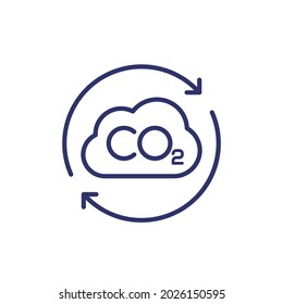 co2 gas, carbon dioxide offset line icon
