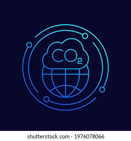 co2 gas, carbon dioxide pollution line vector icon