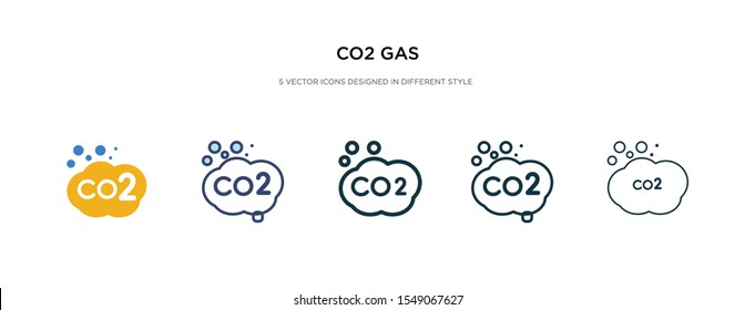 co2 gas icon in different style vector illustration. two colored and black co2 gas vector icons designed in filled, outline, line and stroke style can be used for web, mobile, ui