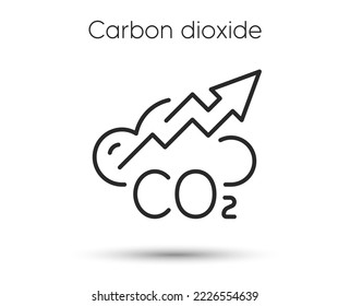 Co2 gas line icon. Carbon dioxide offset sign. Co2 emissions up trend symbol. Illustration for web and mobile app. Line style carbon dioxide pollution icon. Ecology and environment symbol. Vector