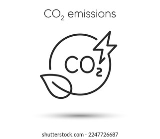 Co2 gas line icon. Carbon dioxide offset sign. Co2 emissions symbol. Illustration for web and mobile app. Line style carbon dioxide pollution icon. Save ecology and environment symbol. Vector