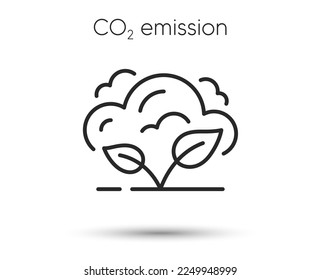 Co2 gas line icon. Carbon dioxide offset sign. Co2 emissions symbol. Illustration for web and mobile app. Line style carbon dioxide pollution icon. Save ecology and environment symbol. Vector