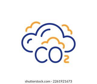 Co2 gas line icon. Carbon dioxide emissions sign. Exhaust reduction symbol. Colorful thin line outline concept. Linear style co2 icon. Editable stroke. Vector