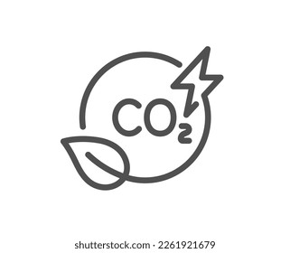 Co2 gas line icon. Carbon dioxide emissions sign. Green energy symbol. Quality design element. Linear style co2 gas icon. Editable stroke. Vector