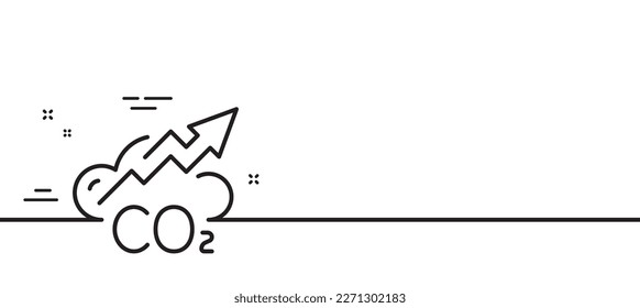 Co2 gas line icon. Carbon dioxide emissions sign. Exhaust increase symbol. Minimal line illustration background. Co2 line icon pattern banner. White web template concept. Vector