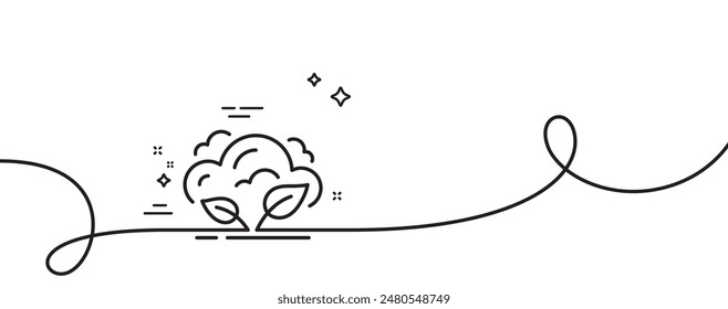 Co2 gas line icon. Continuous one line with curl. Carbon dioxide emissions sign. Exhaust reduction symbol. Co2 gas single outline ribbon. Loop curve pattern. Vector