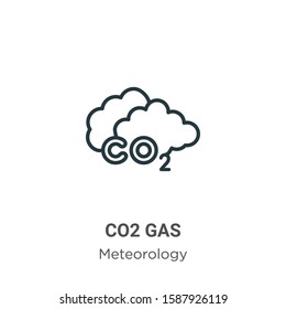 Co2 gas outline vector icon. Thin line black co2 gas icon, flat vector simple element illustration from editable meteorology concept isolated on white background