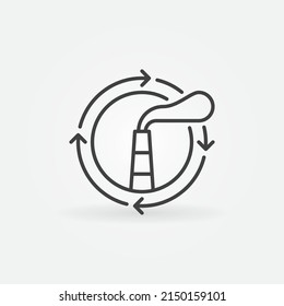 CO2 Gas Recycling linear vector concept icon or logo element