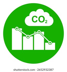 CO2 gas reducing carbon emission with a graph icon, carbon reduction to achieve the goal by 2050 for for decrease CO2, reduce carbon dioxide emissions to limit global warming and climate change