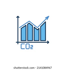 CO2 Graph or Carbon Dioxide Bar Chart with Arrow vector concept modern icon or symbol 