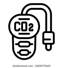 vector de contorno de icono del detector de controladores de CO2. Multisensor portátil. Comprobación del quemador