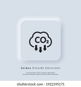 Co2 icon. Carbon Dioxide Emissions icon or logo. co2 emissions. Vector EPS 10. Neumorphic UI UX white user interface web button. Neumorphism