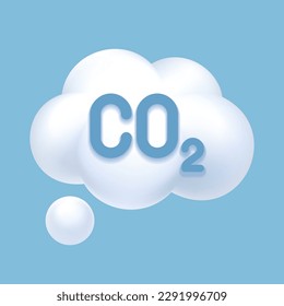 CO2 Icon. Carbon dioxide emissions, emission reductions. Ecology and environment symbol. 3d Vector Illustration.