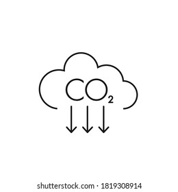 co2 icon. carbon emissions reduction. vector line icon