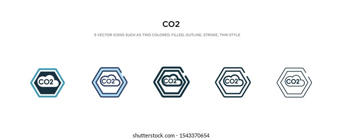 co2 icon in different style vector illustration. two colored and black co2 vector icons designed in filled, outline, line and stroke style can be used for web, mobile, ui