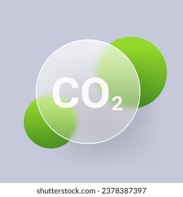 CO2 icon glass morphism style. CO2 icon transparent glass blur abstract design.
