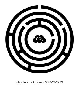 CO2 icon and labyrinth. Vector illustration