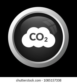 CO2 icon on beautiful round button. Glossy button, vector illustration
