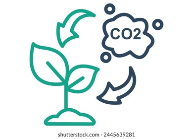 CO2 icon. plant with CO2. icon related to ESG. line icon style. nature element illustration