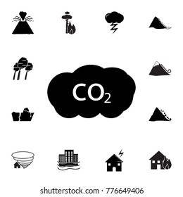 CO2 icon. Set of natural disasters icons. Signs and symbols collection, simple icons for websites, web design, mobile app, info graphics on white background