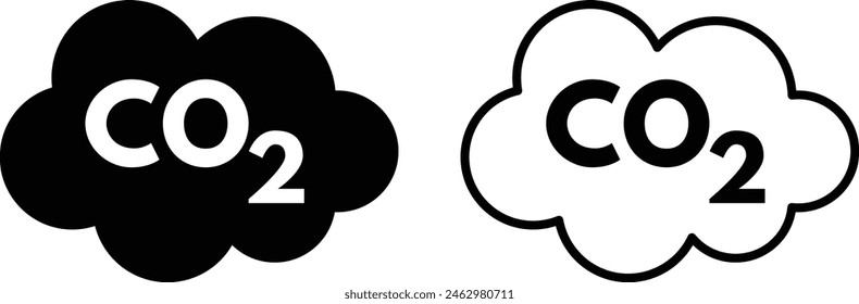 Co2 icon set in two styles . Carbon dioxide cloud icon . co2 emissions icon vector