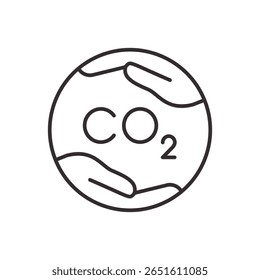 Co2 icon. Symbol of carbon control and environmental protection. Vector illustration. Editable stroke.