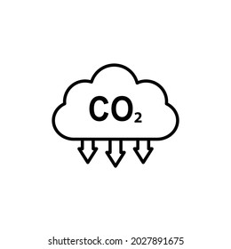 icono de co2 vector negro. emisiones de dióxido de carbono