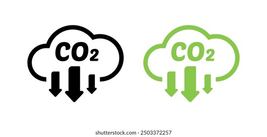 CO2 icons. Linear and flat style. Vector icons.