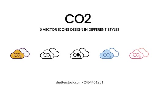 Co2 icons set in different style vector stock illustration