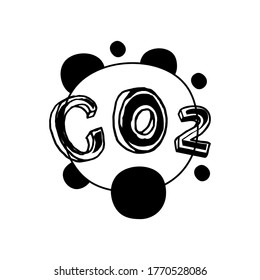 CO2. The Inscription Carbon Dioxide With Black Circles.