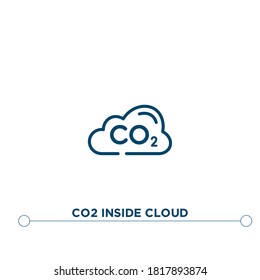 Co2 Inside Cloud Outline Vector Icon. Simple Element Illustration. Co2 Inside Cloud Outline Icon From Editable Industry Concept. Can Be Used For Web And Mobile
