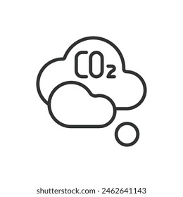 CO2, in line design. CO2, carbon dioxide, greenhouse gas, emission on white background vector. CO2 editable stroke icon.