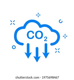 CO2 Linear Icon. Emissions Reduction Of Carbon Gas. Cloud Of CO2 Gas. Decrease Pollution Line Icon. Carbon Dioxide Emissions. Editable Stroke. Vector Illustration.