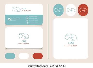Co2 logo design with editable slogan. Branding book and business card template.