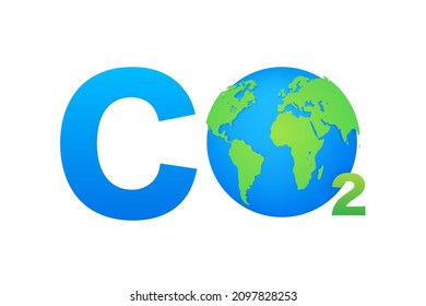 CO2 logo in flat style isolated on empty background. Flat icon on white backdrop. Vector logo illustration.