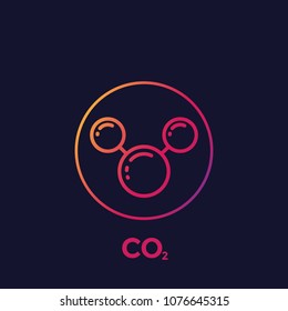 Co2 Molecule Line Icon, Vector