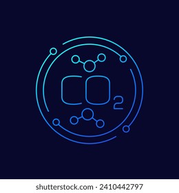 icono de moléculas de co2, diseño lineal de dióxido de carbono