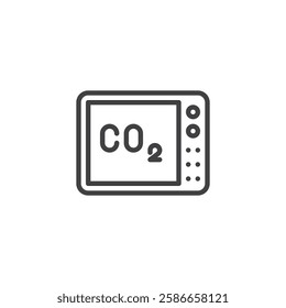 CO2 Monitor line icon. linear style sign for mobile concept and web design. Small display showing CO2 level outline vector icon. Symbol, logo illustration. Vector graphics