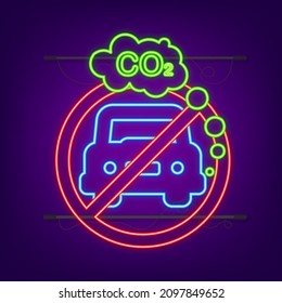 CO2-Neon-Logo in flachem Stil einzeln auf leerem Hintergrund. Flaches Symbol auf weißem Hintergrund. Vektorlogo-Illustration.