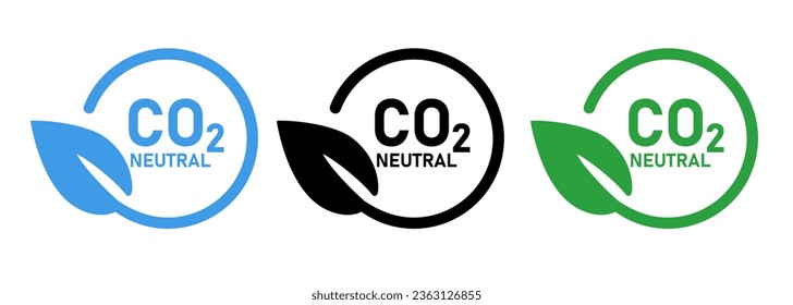 CO2 neutral carbon dioxide symbol label leaf circle tag stamp 