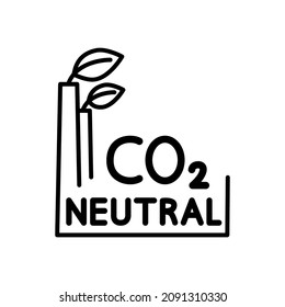 CO2 Neutral. Carbon Recycling Icon. Eco Factory Symbol. Net Zero Carbon Footprint. No Air Atmosphere Pollution. Vector