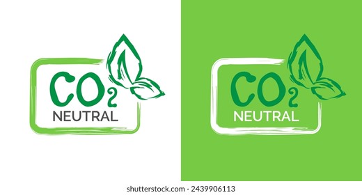 co2 neutral dioxide carbon green logo icon sticker design vector illustration