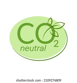 CO2 neutral eco stamp - carbon emissions free, no air pollution, industrial production. Vector isolated sign, logo, label